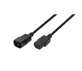LogiLink CP091 černá / Prodlužovací napájecí kabel / IEC C14 (M) - C13 (F) / 1,8 m / 10/16 A