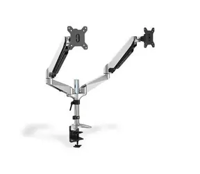 Digitus DA-90353 stříbrná / Držák pro 2 monitory / VESA 75-100 mm / nosnost 2x 8 kg / plynová pružina