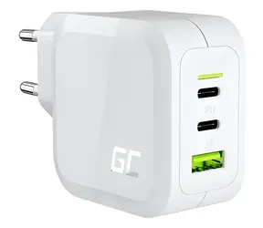 Green Cell GaN USB nabíječka 65W bílá / Nabíječka / 2x USB-C / 1x USB-A