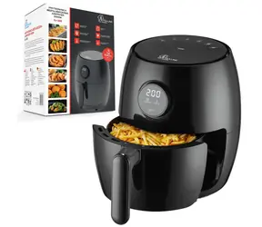 Extralink Home Air Fryer SJ-200 černá / Horkovzdušná fritéza / 2 l / 1000 W / 80–200 °C / dotykové ovládání