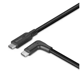Lindy 32017 černá / Kabel / USB-C - USB-C / USB 3.2 Gen 2 / 10 Gbit/s / 0,5 m / 90° lomený
