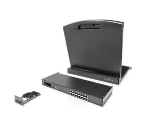 Digitus Modulární KVM switch 16 portů Cat 5 / KVM switch / 16 serverů / dosah 60 m / 1U rack / kaskádovatelný