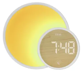 TFA 60.2050.02 SOLUNA MINI / Světelný budík / probouzení světlem / barevné podsvícení / USB nabíjení / časovač