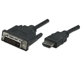 Manhattan kabel HDMI-DVI-D 1 m černý / Video kabel / pozlacené konektory / stíněný