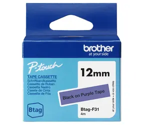 Brother BTAG-F31 páska černá / fialový podklad / šířka 12mm / 4m