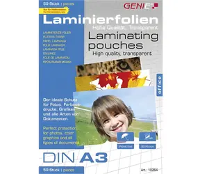 GENIE Laminovací fólie A3 / Laminovací fólie / 50 ks / 303×426 mm