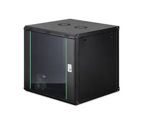 Digitus Dynamic černá / Nástěnný rozvaděč / 19" / 12U / 607x600x600 mm / skleněné dveře / aktivní chlazení