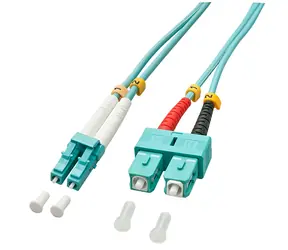 Lindy optický patch kabel LC/SC tyrkysová / Optický kabel / OM3 Multimode / 15 m / 50/125 µm
