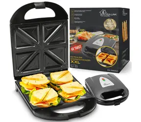 Extralink SJ-33 černá / Sendvičovač XXL / 1400 W / 4 sendviče