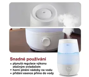 Airbi AROM bílá / Ultrazvukový zvlhčovač a aroma difuzér / 230 ml/hod / 2,5 l / 35 m2