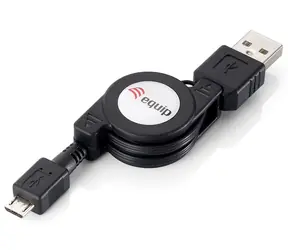 Equip USB-A – Micro-USB B černý / Kabel / USB 2.0 / Vysouvací / 1 m