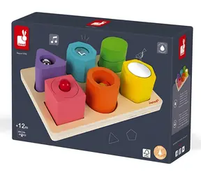JANOD Vkládací puzzle Tvary a zvuky / dřevěné / od 2 let