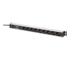Digitus DN-95438 PDU 19" 9 zásuvek černá/hliník / Napájecí lišta / 1U / 3600W / 2m kabel
