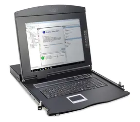 DIGITUS Rack konzole 17" TFT KVM Touchpad / Rack konzole / 1-port KVM / 1U / německá klávesnice
