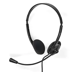 Nedis CHSTU110BK černá / Sluchátka s mikrofonem / Na uši / USB-C / USB-A adaptér / sklopný mikrofon