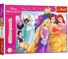 TREFL Třpytivé puzzle Disney Princezny: Záře přátelství / 100 dílků / 48 x 34 cm