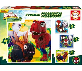 EDUCA Puzzle Spidey a jeho úžasní přátelé: Dino-web 4v1 / (12 & 16 & 20 & 25 dílků)