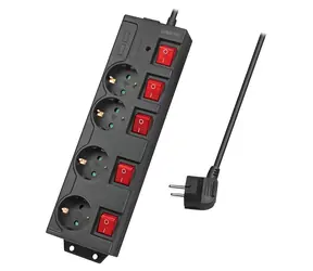LogiLink Prodlužovací přívod černá / Prodlužovací přívod 230V / 1,5 m / 4 zásuvky / s vypínačem