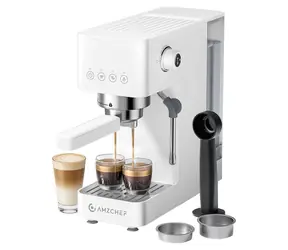 AMZCHEF CE-EM3131-WT bílá / Kávovar / Pístový systém / 20 barů / 1350W