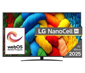 75" LG 75NANO81A3A černá / Televize / NanoCell / 4K UHD / WebOS / Wi-Fi / BT