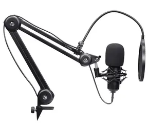 Trust GXT 270 Emita II černá / Mikrofon / kondenzátorový / nastavitelné rameno / USB-C / 2,5 m