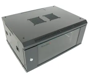 XtendLan Nástěnný rozvaděč 4U černá / Nástěnný rozvaděč / 19" / 600×450 mm / nosnost 60 kg / skleněné dveře