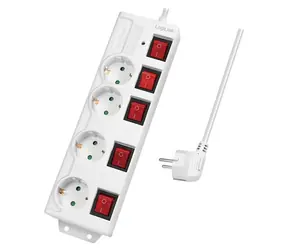 LogiLink prodlužovací přívod 4 zásuvky s vypínačem bílá / Prodlužovací přívod / 1,5 m / 4 zásuvky / 16 A
