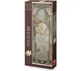 DINO Puzzle Alfons Mucha – Odpočinek noci / Panoramatické / 75 dílků / 29,7 x 10,5 cm