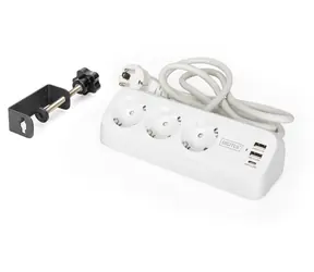 Digitus zásuvkový blok 3x zásuvka, 2x USB-A, USB-C, bílá / Zásuvkový blok / 1,5 m