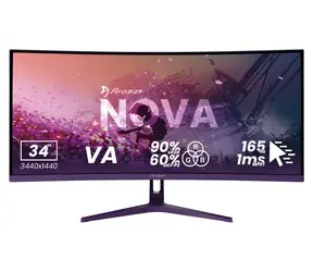 34" Arozzi Nova 34T2K165 fialová / Monitor / VA / UWQHD 3440x1440 / 21:9 / 165Hz / 1ms / 2x HDMI + 2x DP / VESA
