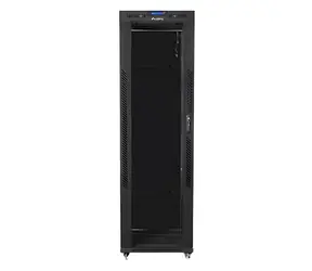 Lanberg FF01-6842-12BL V2 černá / Stojanový rozvaděč / 19" / 42U / 600x800 mm / nosnost 1200 kg / skleněné dveře