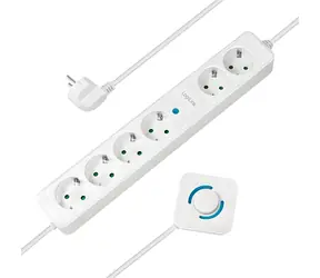 LogiLink LPS271 bílá / Prodlužovací přívod / 6 zásuvek / 1,5 m / nožní vypínač