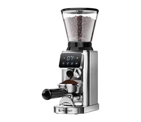 AMZCHEF CE-CG209-SV stříbrná / Mlýnek na kávu / kuželové kameny 74 mm / 24 stupňů hrubosti / zásobník 300 g