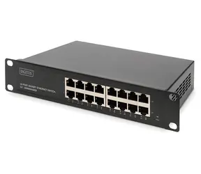 DIGITUS 10" 16portový switch / Switch / Gigabit Ethernet 10/100/1000 / Nespravovaný