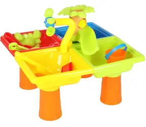 KIK Multifunkční stoleček na vodu a písek 2v1 / Stoleček s židličkou / 45x45x22 cm / 12 dílů příslušenství
