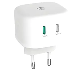 Nedis GaN 45W bílá / Síťová nabíječka / 2x USB-C / PD3.0