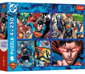 TREFL Puzzle Odvaha Supermana / 4x 250 dílků / 33,9 x 23,9 cm / věk 7+