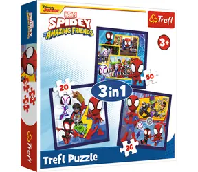 TREFL Puzzle Spidey: Pavouci a dinosauři 3v1 / 20, 36, 50 dílků
