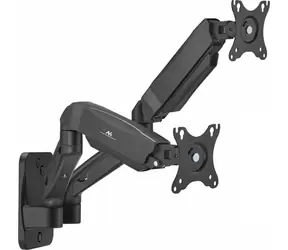 Maclean MC-988 černá / Nástěnný držák pro dva monitory / 17-32" / VESA 75x75-100x100 / nosnost 9 kg / náklápěcí