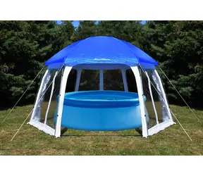 RULYT Zastřešení bazénu modro-bílé / Zastřešení bazénu / do průměru 3,66 m / šestiúhelník / PVC stěny / UV 50+