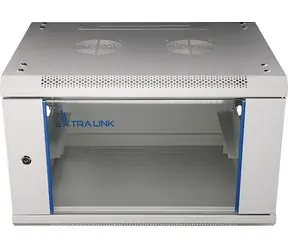 Extralink EX.8567 šedá / Nástěnný rozvaděč / 19" / 6U / 600x600 mm / skleněné dveře