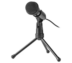 Nedis stolní mikrofon / Všesměrový mikrofon / 3,5mm jack / tříramenný stojan / -30dB / černá