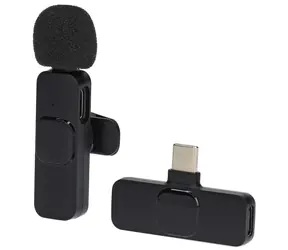 Nedis Bezdrátový klopový mikrofon černá / USB-C / 360° všesměrový / Vypínač / Kabel 1,8 m