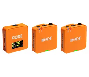 Rode Wireless GO Gen 3 oranžová / bezdrátový mikrofonní systém / 2x vysílač a 1x přijímač / 3.5mm jack / USB-C