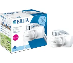 Brita ON TAP V bílá / Filtrační systém na vodovodní baterii / 4 stupně filtrace / 600 l / 5 adaptérů