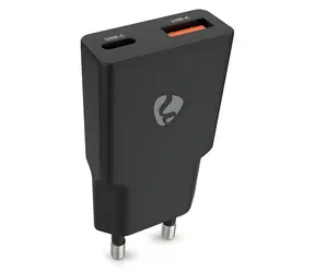 Nedis 20W černá / Síťová nabíječka / USB-C, USB-A / PD3.0 / rychlé nabíjení