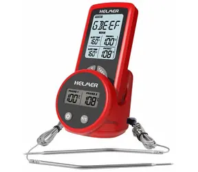 Helmer TM 26 červený / Kuchyňský teploměr / bezdrátový / 2 sondy / LCD displej / -50 až 300 °C