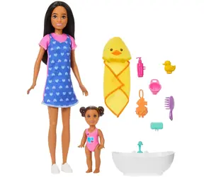MATTEL Panenka Barbie Skipper Klub chůviček Set s miminkem a vaničkou (JJB43)