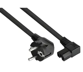Kabelmeister napájecí kabel vidlice E+F - IEC C15 lomený černý 1m