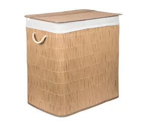 G21 Koš na prádlo ratanový design, bílá / Koš na prádlo / 150 l / s rozdělovači